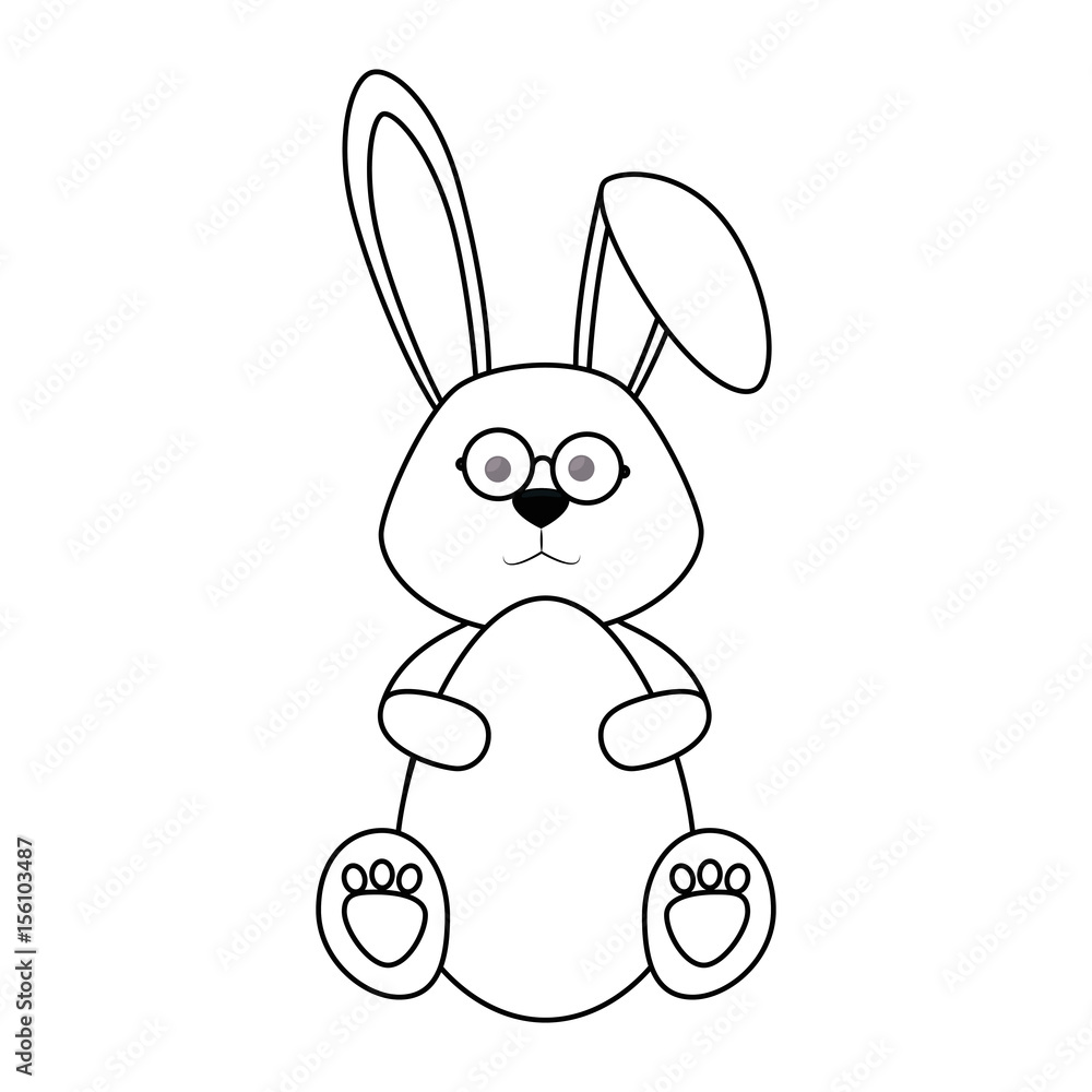 easter bunny with glasses icon over white background. vector illustration easter bunny with glasses icon over white background. vector illustration