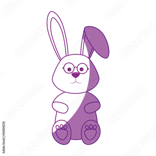 easter bunny with glasses icon over white background. vector illustration
