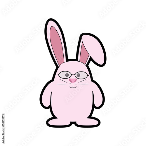 easter bunny with glasses icon over white background. colorful design. vector illustration