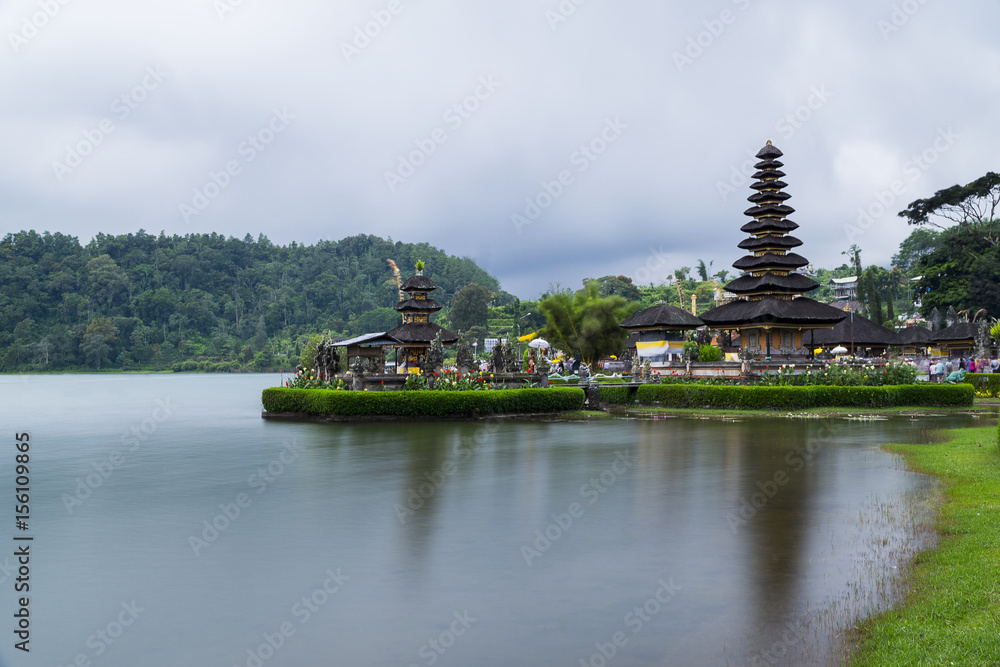 Pura Ulun Danu Bratan, Hindu temple on Bratan lake landscape, one of famous tourist attraction in Bali, Indonesia Pura Ulun Danu Bratan, Hindu temple on Bratan lake landscape, one of famous tourist attraction in Bali, Indonesia