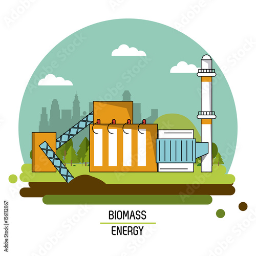 color landscape image biomass energy plant vector illustration