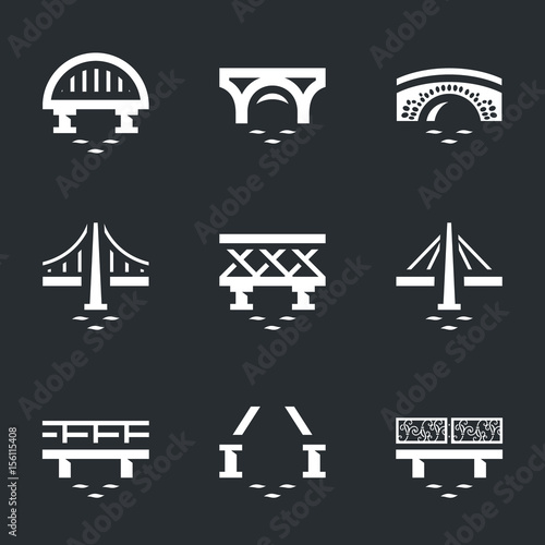 Vector Set of Various Bridges Icons. photo