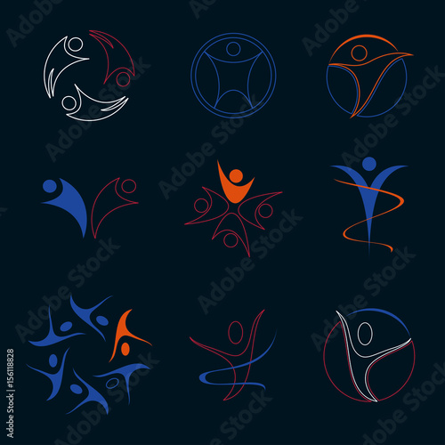 people,team work, team partners friends logo design