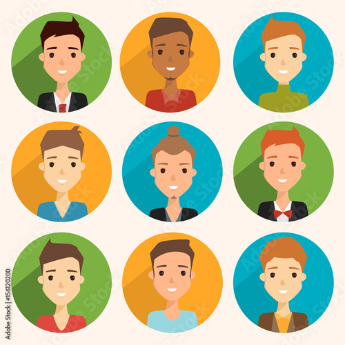 set of man character icon people. illustration vector of a flat design.