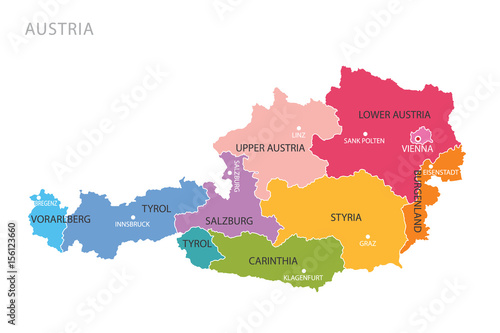 Fotografie, Obraz Map of Austria