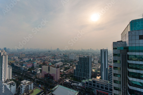 Aerial shot of Cityscape view of Bangkok