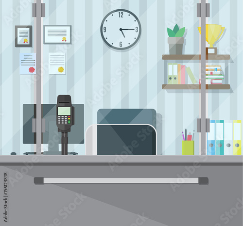 Bank teller workplace