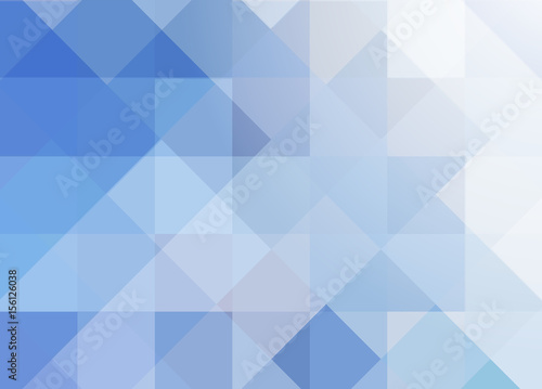 Blue geometric transparent background. Abstract background with squares and rhombuses. Vector illustration