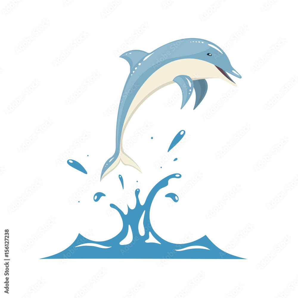 Fototapeta premium Dolphin who is jumping out of water a vectorial illustration.