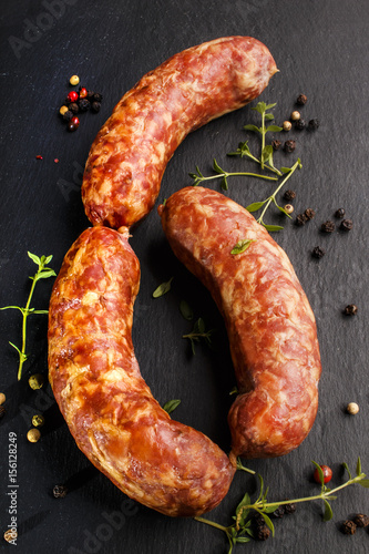 smoked sausage with thyme and peppercorn
