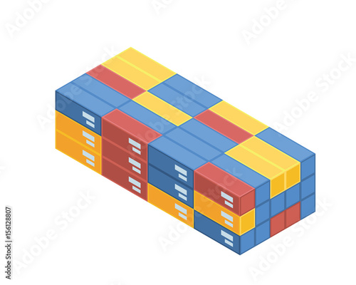 Modern Industrial Port And Cargo Harbor Illustration Asset - A Group Of Container Stack