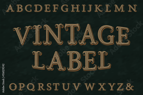 Vintage label font. Isolated english alphabet.