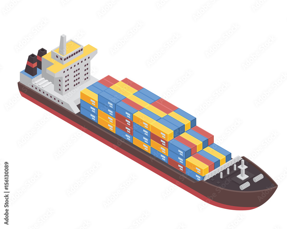 Obraz premium Modern Sea Transportation Illustration Asset - Commercial Cargo Ship