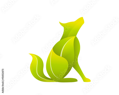 Modern Green Wolf Nature Logo