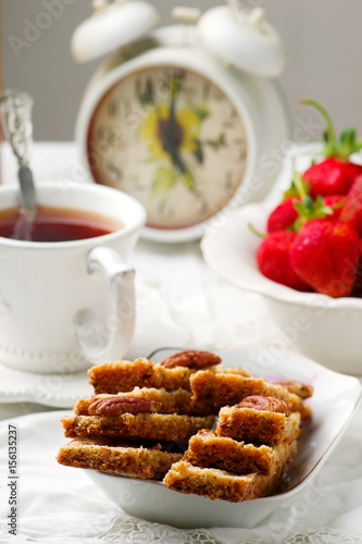 pecan shortbread bars.style vintage photo