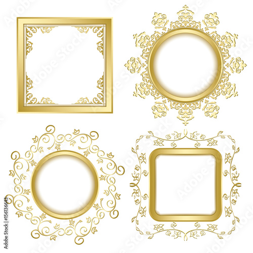 bright gold vintage vector frames with transparent shadow