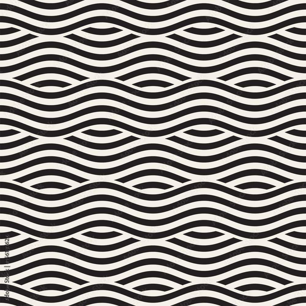 Abstract geometric pattern with wavy lines. Interlacing rounded stripes design. Seamless vector background. Abstract geometric pattern with wavy lines. Interlacing rounded stripes design. Seamless vector background.