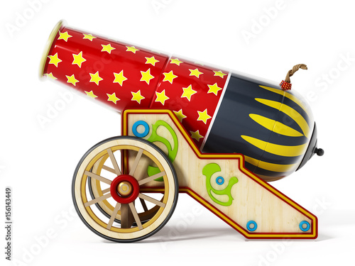 Fotografía Circus cannon isolated on white background. 3D illustration