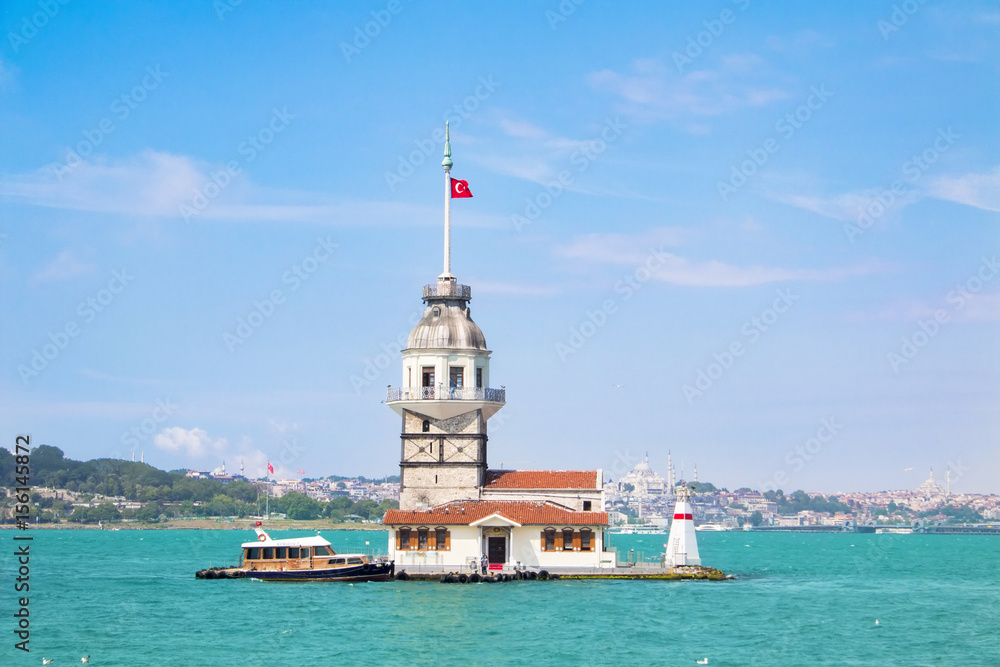 Istanbul, Maiden's Tower, kiz kulesi, blue sky, sea