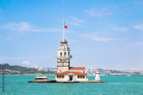 Istanbul, Maiden's Tower, kiz kulesi, blue sky, sea (ID: 156145872)