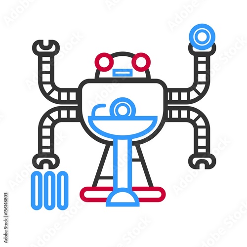 Multitasking futuristic droid