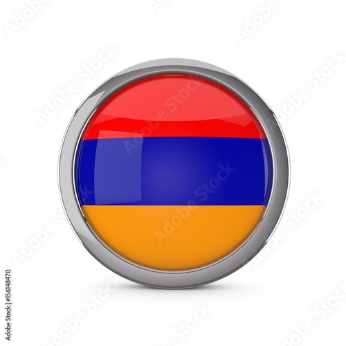 Free Download Armenia national flag in a glossy circle shape with chrome frame. 3D Rendering - GFXLoad