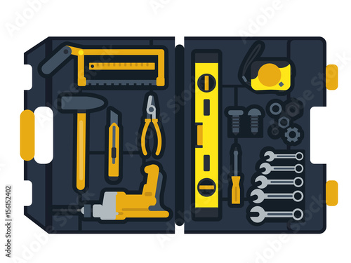 Vector illustration of construction tools box