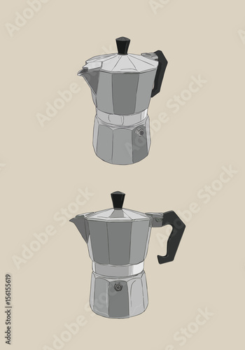 moka pot , coffee brewing ,sketh vector.