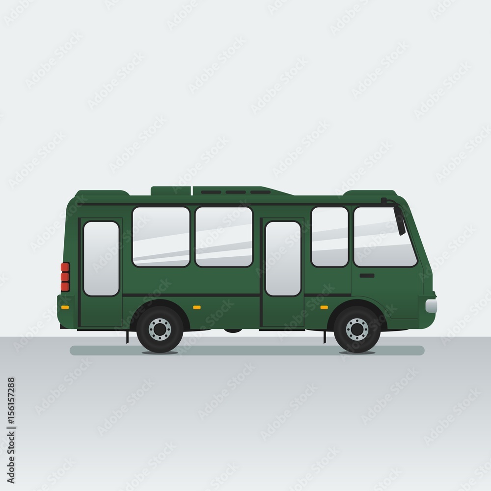 Side View Green Bus Vector Illustration for Additional Element of Transportation and Tourism Travel Related Purposes