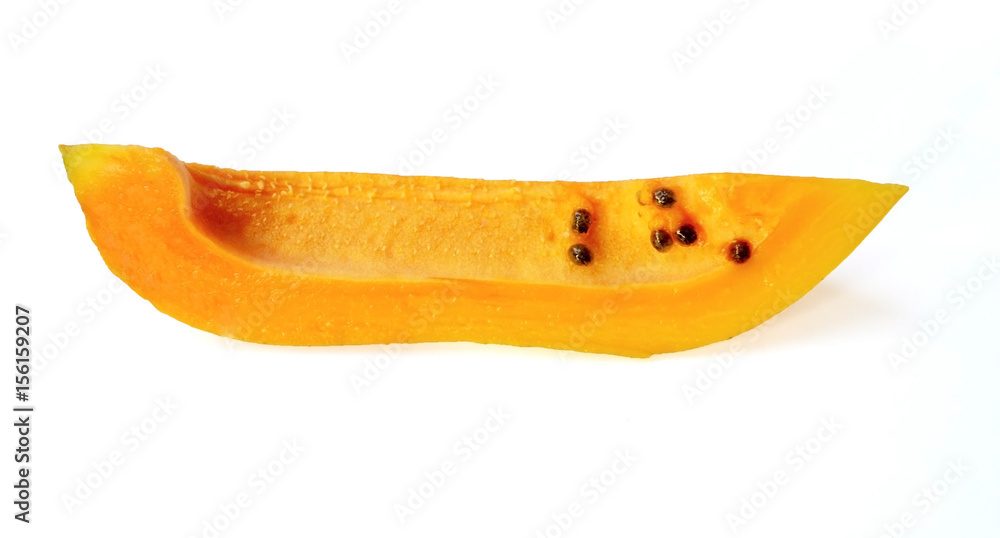 Sliced papaya on white Isolated Background Side View Sliced papaya on white Isolated Background Side View