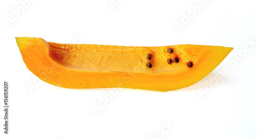 Sliced papaya on white Isolated Background Side View