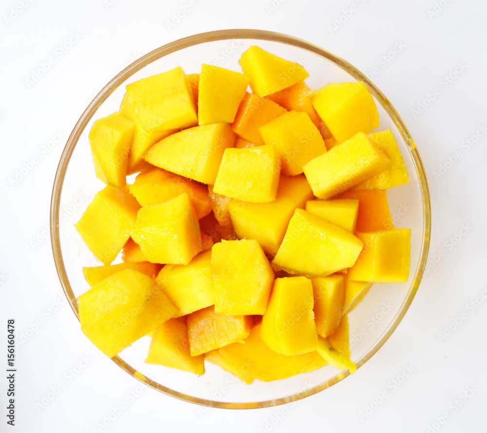 Mango Sliced on White Isolated Background 