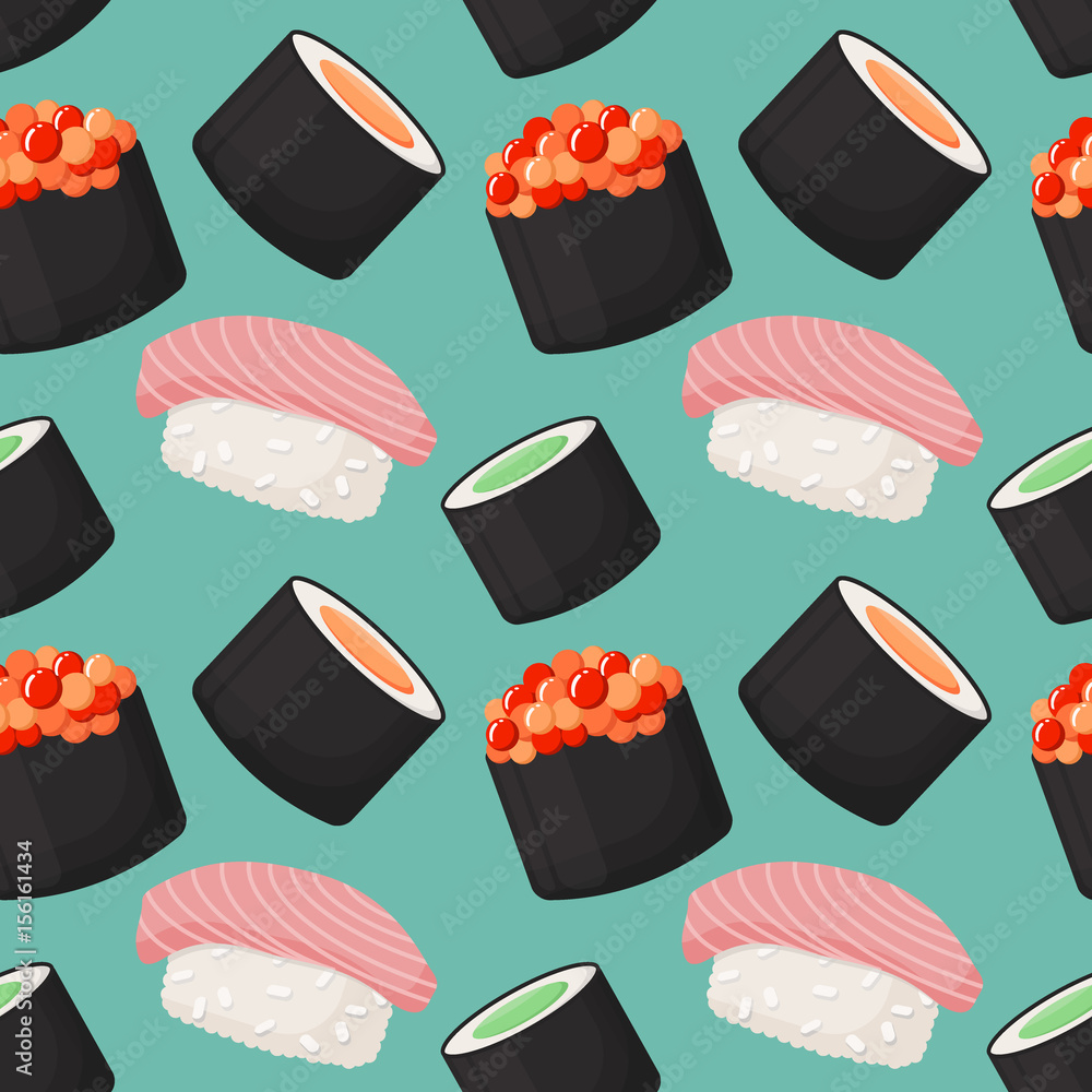 Seamless vector pattern with sushi Seamless vector pattern with sushi