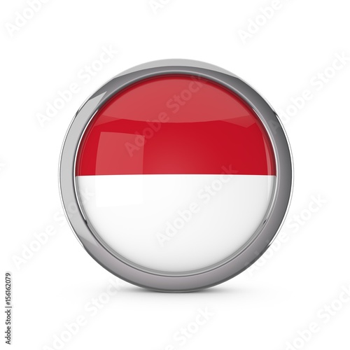 Free Download Indonesia national flag in a glossy circle shape with chrome frame. 3D Rendering - GFXLoad