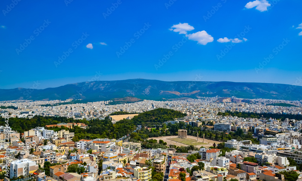 Temple of the Olympian Zeus at Athens, Greece - view from Acropolis