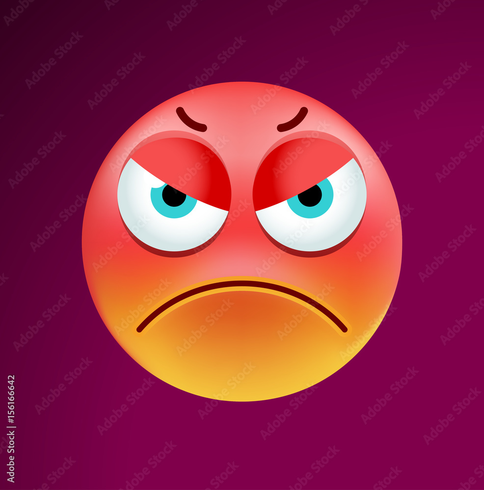 Cute Angry Emoticon on Black Background. Isolated Vector Illustration 