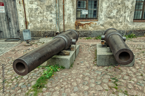 Vyborg Castle. The old cannons in Lower Yard.