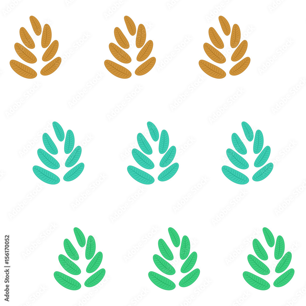 Seamless green leaves pattern over white