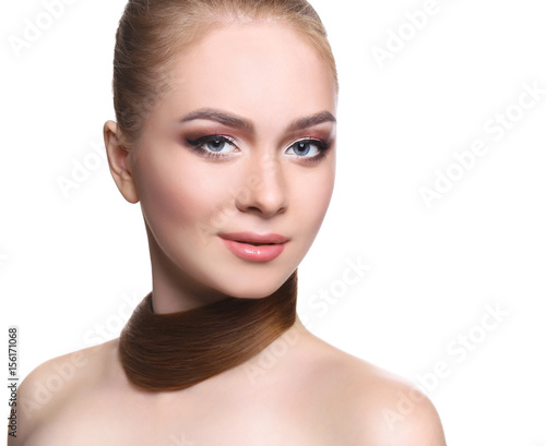 Beauty model on white background, fashion shooting © Prostock-studio