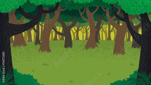 Forest Landscape / Cartoon illustration of forest with copy space. 