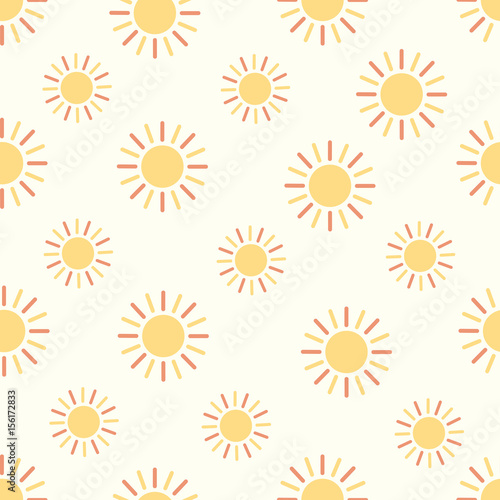 Cute sun seamless pattern over white