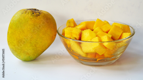 Mango Sliced on White Isolated Background 