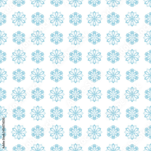 Seamless pattern with flower element. Blue abstract wallpaper