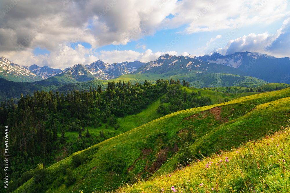 A beautiful view of the mountains of the Western Caucasus