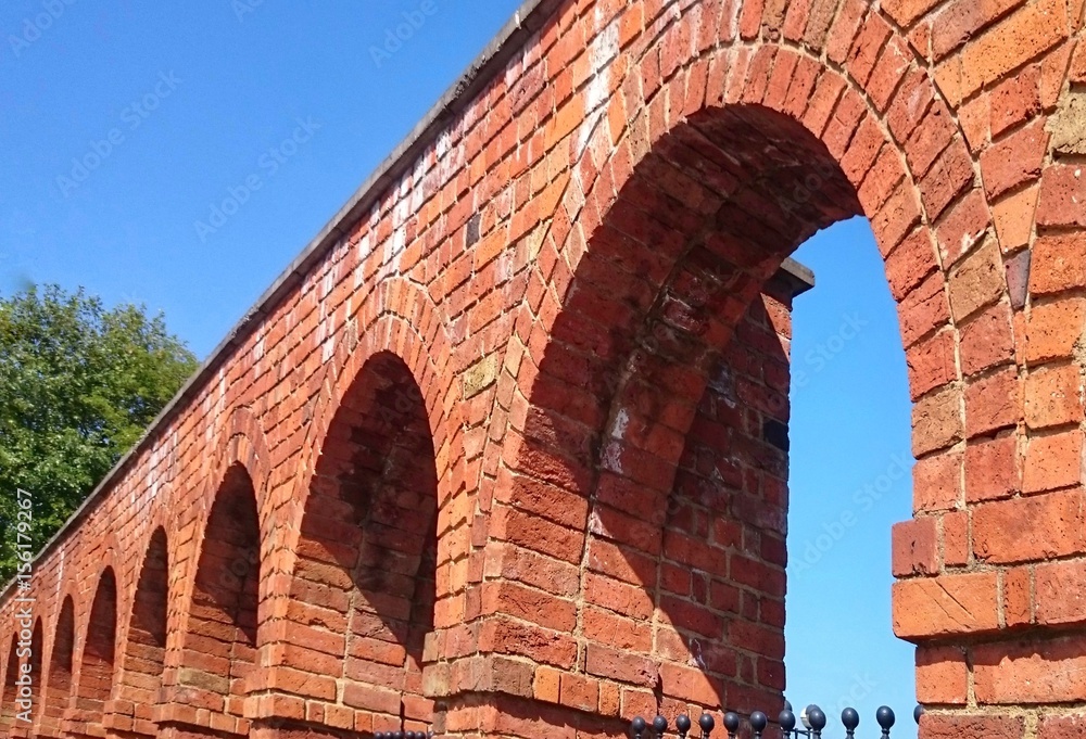Fototapeta premium Red bricks fence