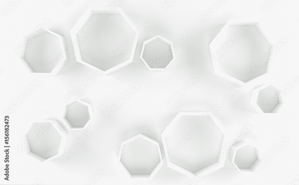 Naklejka premium Abstrakta 3d biały geometryczny tło. Biała tekstura z cieniem. Renderowanie 3D