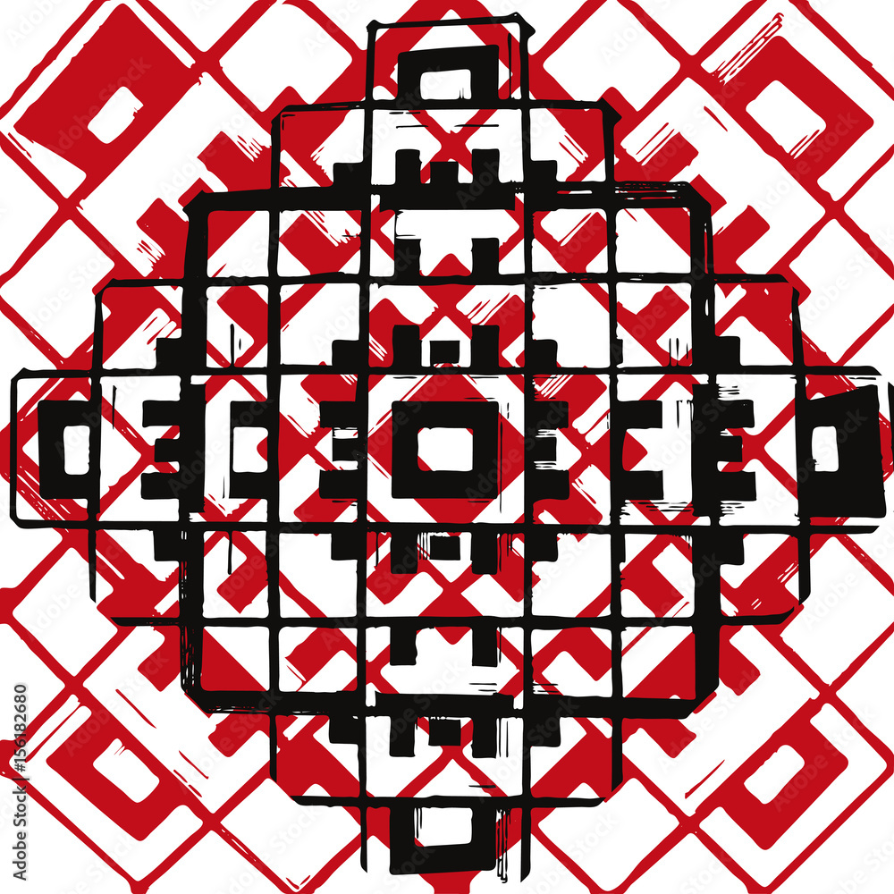 Geometric retangle pattern. Hand drawn, vector, fashion pattern. Black ...