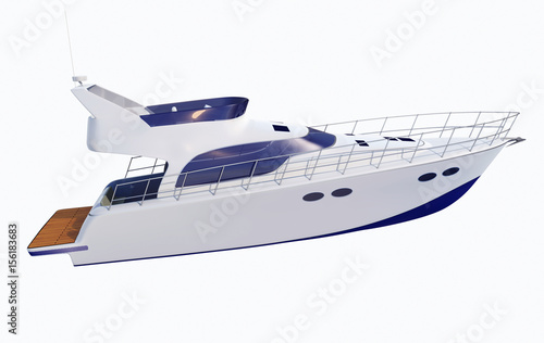 White Pleasure Motor Boat Isolated On White Background - 3D Rendering © costazzurra