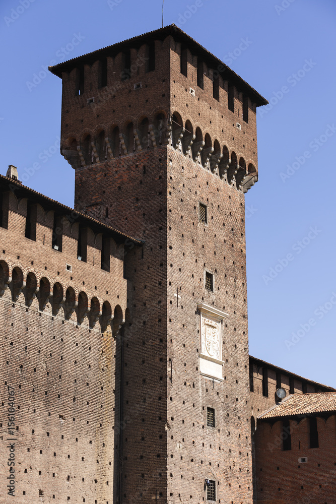 Castello Sforzesco (Sforza Castle) in Milan, Lombardy, Italy, 13-05-2017