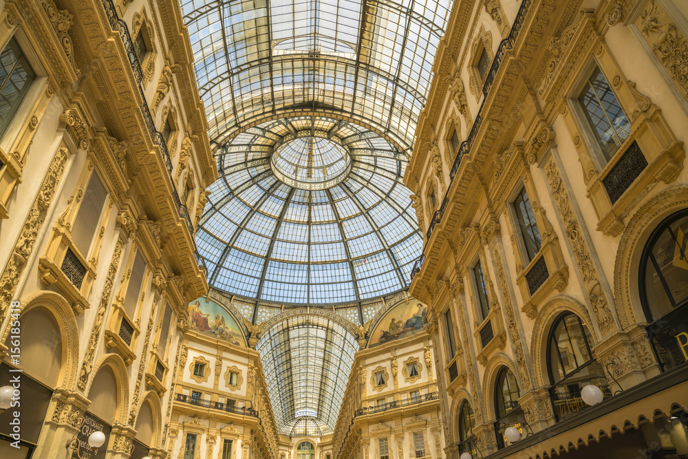 MILAN, ITALY - 13-05-2017: Galleria Vittorio Emanuele II in Milan. It's one of the world's oldest shopping malls, designed and built by Giuseppe Mengoni between 1865 and 1877.